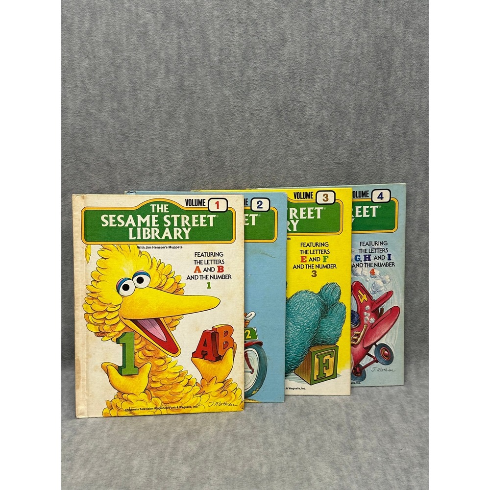 Sesame Street Library Books Multicolor Volumes 1-4 Vintage Funk & Wagnalls Set